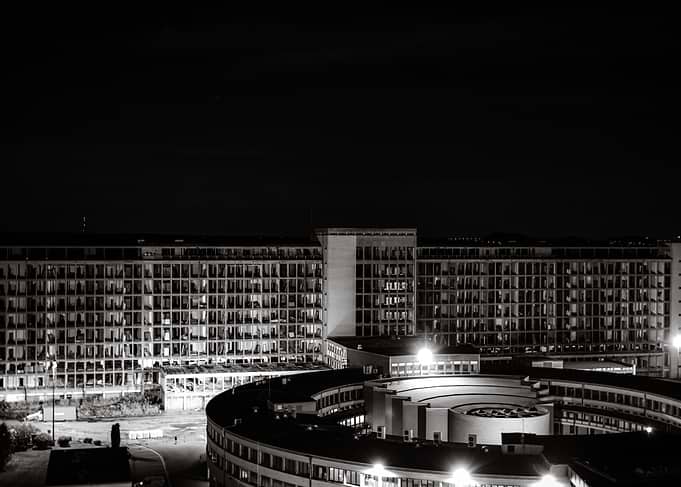 Monochrome Cityscape at Night