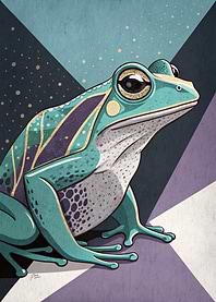 Stylized Teal Frog Illustration