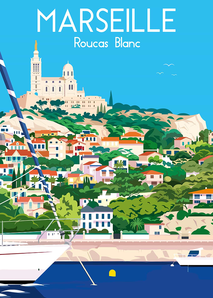 Marseille Roucas Blanc Travel Poster