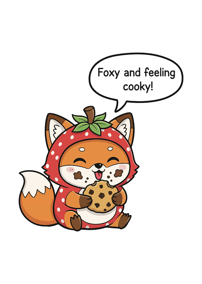 Cute Fox in Strawberry Costume