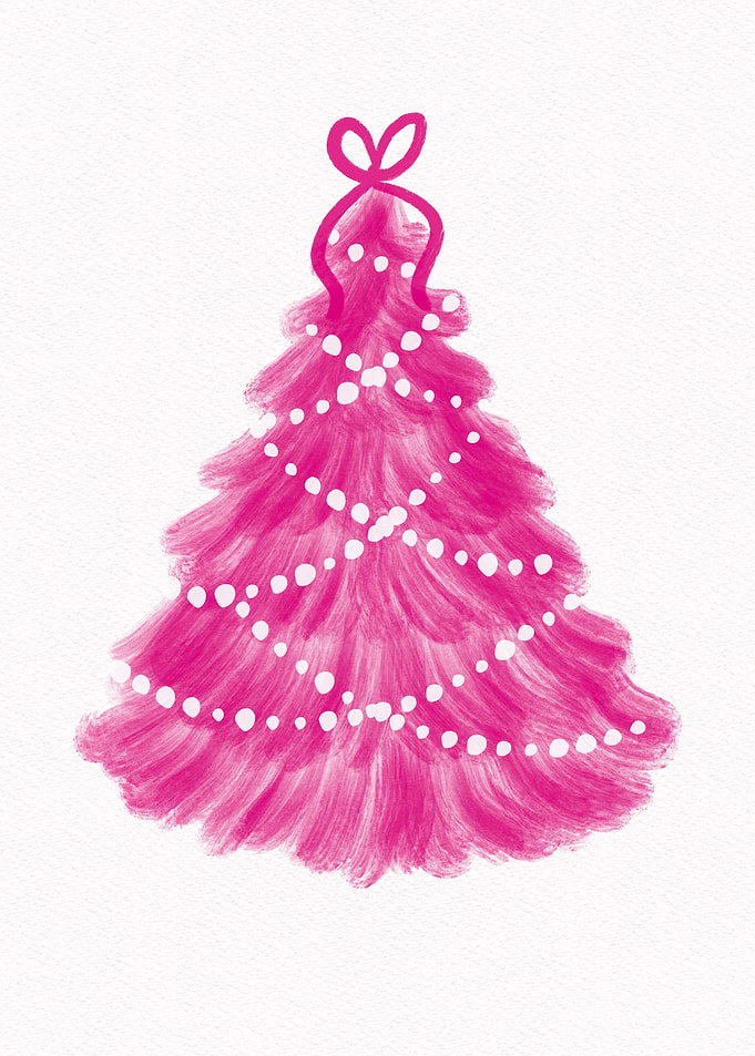 Pink Christmas Tree with Lights