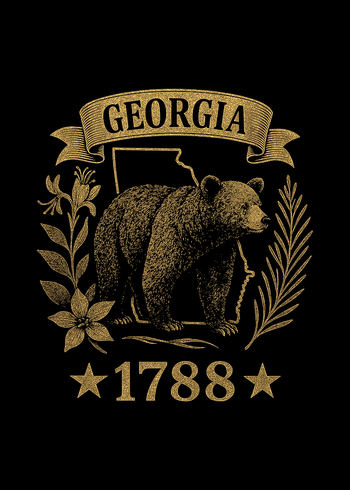 Georgia 1788 Vintage Bear Nature Throwback Retro State Pride