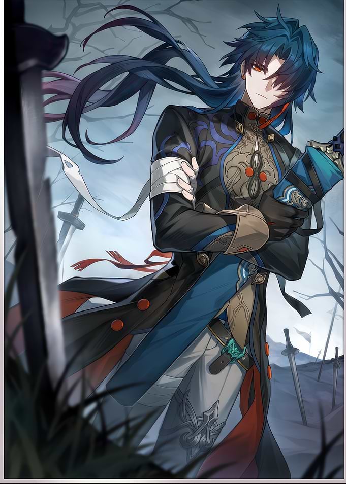 Anime Character in a Sword Graveyard