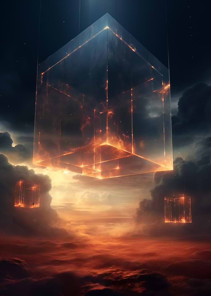 Fantasy Cubes Cloudy Sky