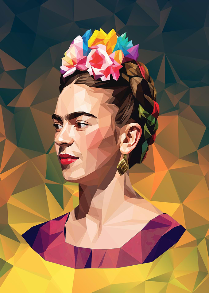 Frida Kahlo Low Poly Portrait