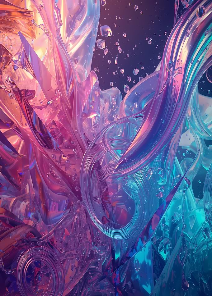 Abstract Transparent Shapes with Bubbles
