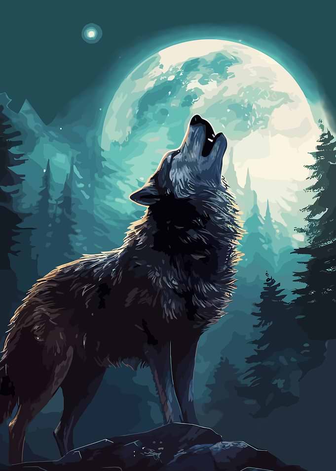 Wolf Howling at the Moon