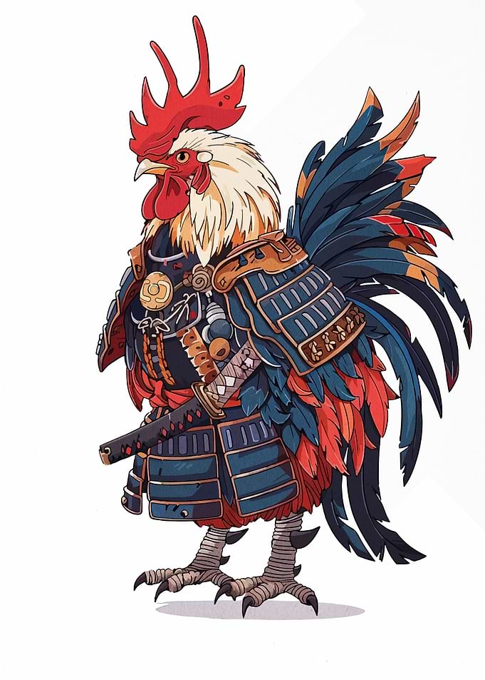 Samurai Rooster Illustration