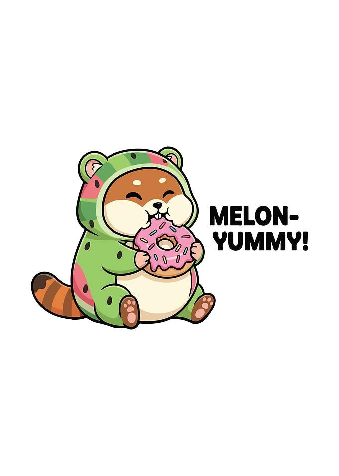 Cute Animal Eating Donut Illustration