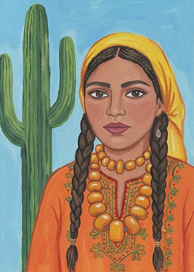 Amazigh Girl with Cactus