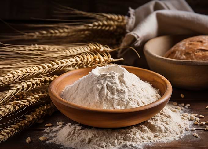 Flour in Bowl with Wheat