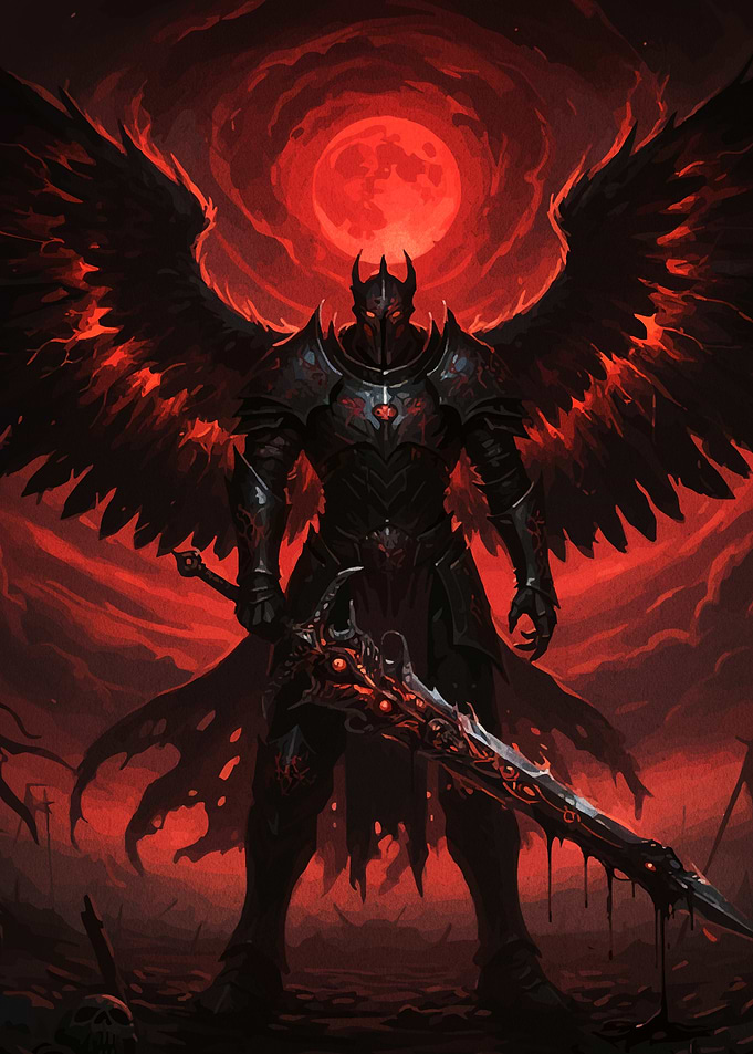 Winged Knight Sword Red Moon
