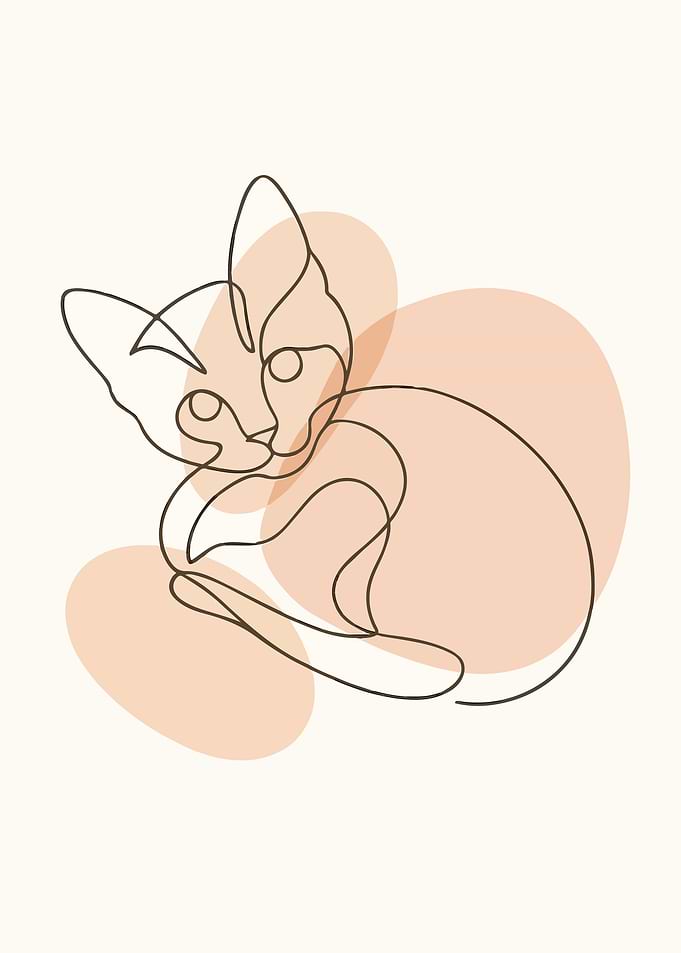 Minimalist Cat Line Art