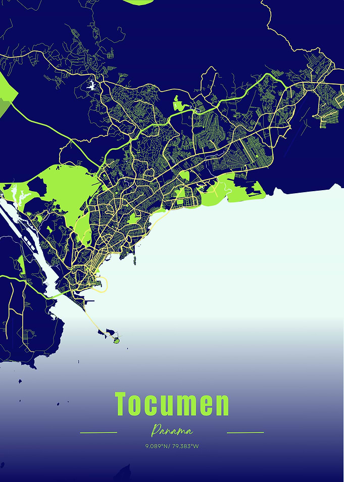 Tocumen, Panama City Map Art
