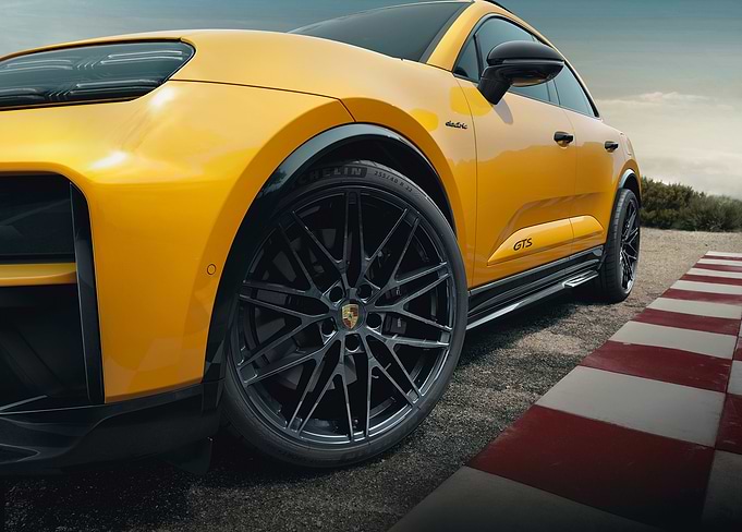 Yellow Porsche Macan GTS on Track
