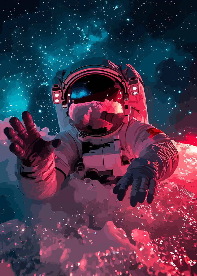 Astronaut in Space with Nebula