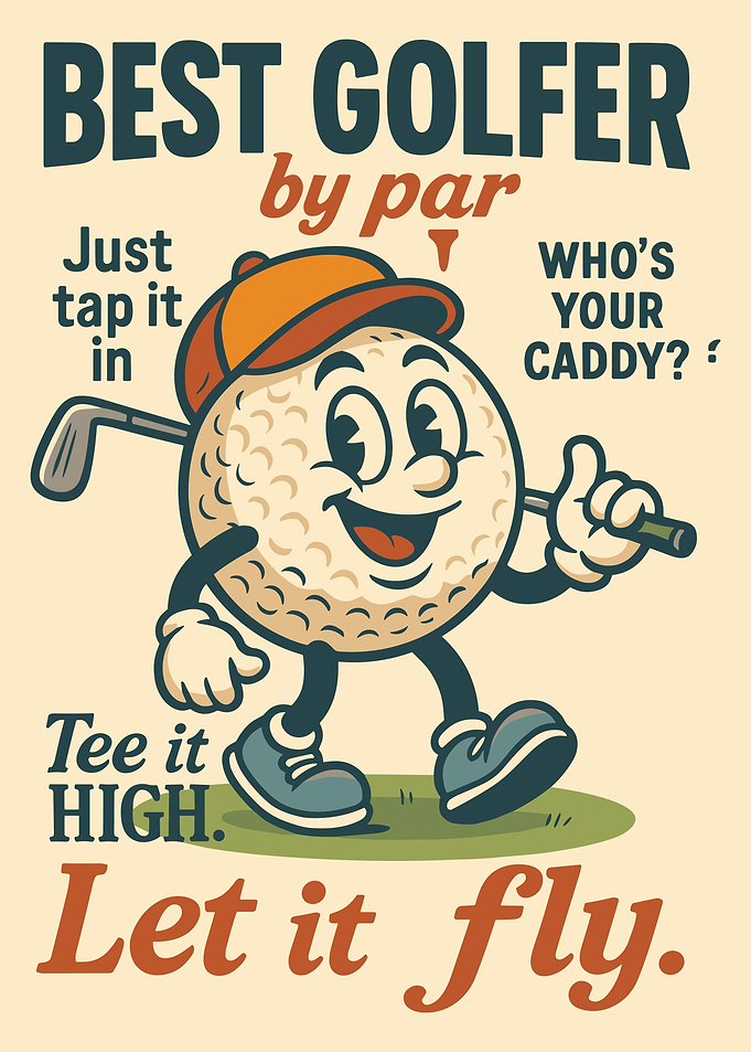 Cartoon Golf Ball Golfer Illustration