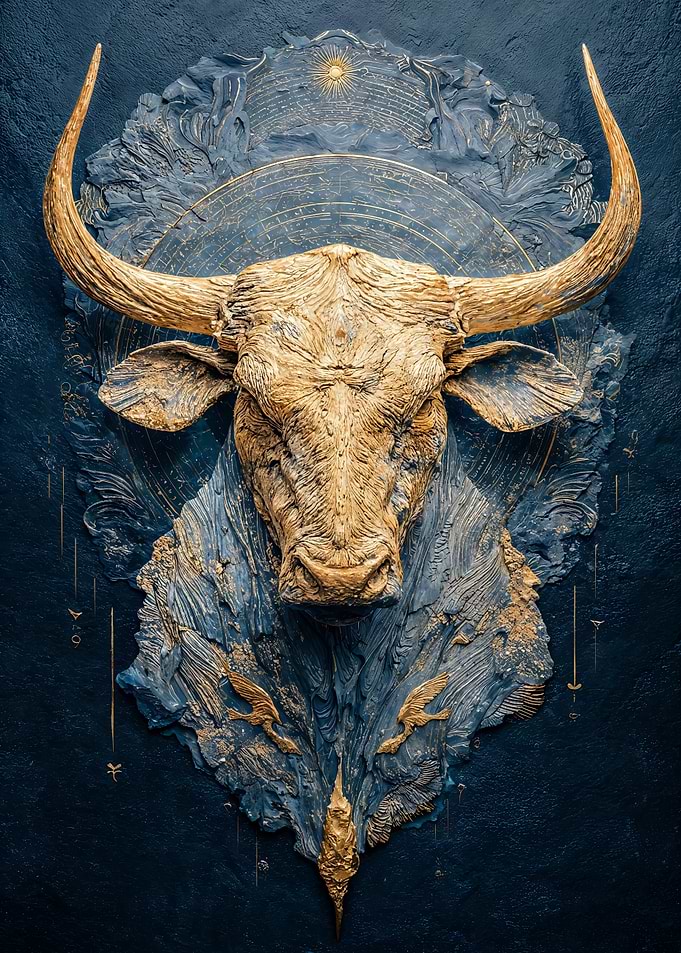 Golden Taurus Zodiac Art