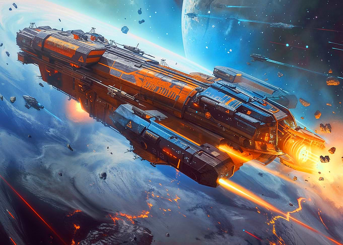 Futuristic Spaceship in Orbit