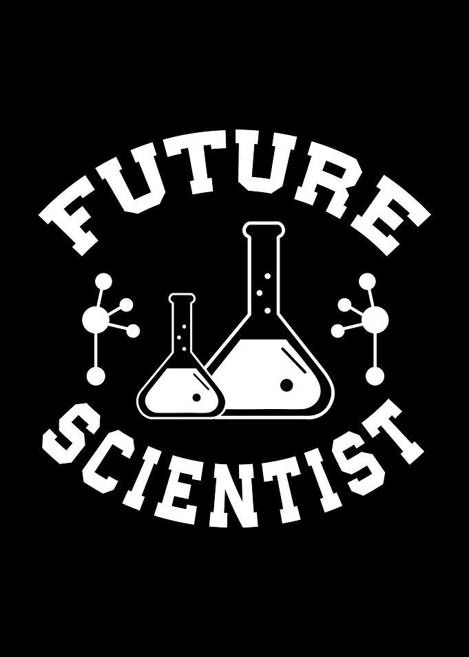Future Scientist Black and White Graphic