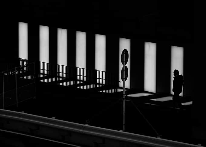 Monochrome Silhouette with Light and Shadow