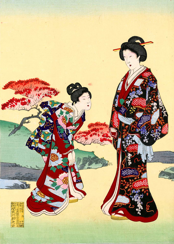 Two Women in Kimonos, Japanese Art