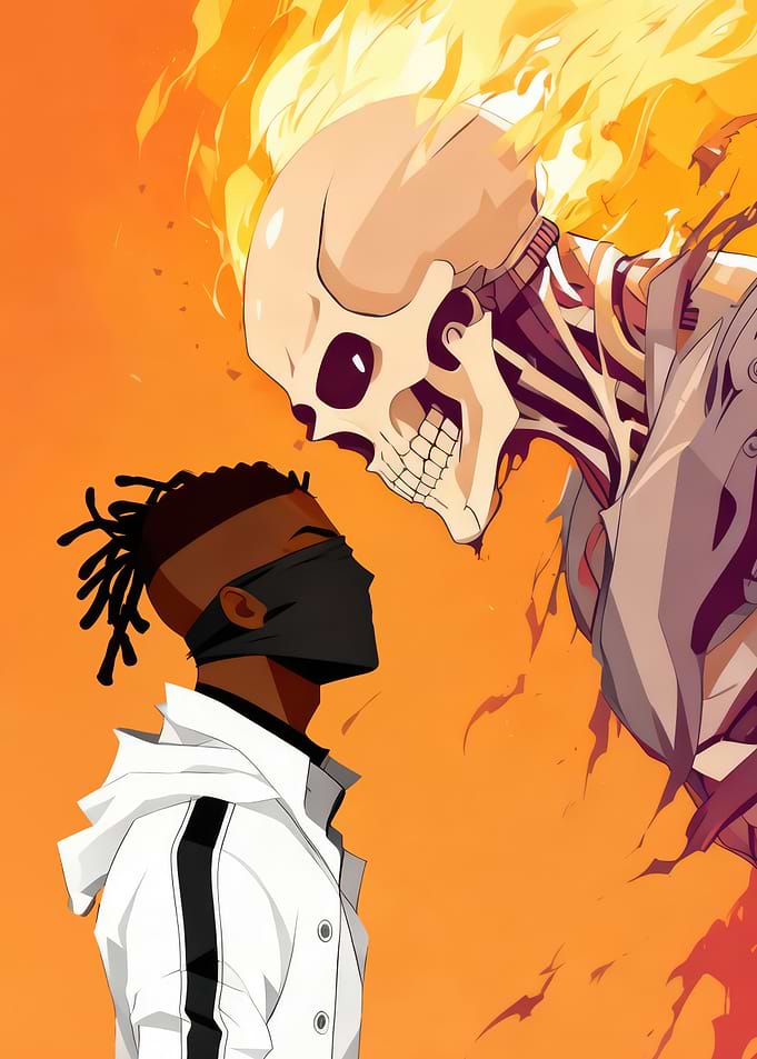 Masked Hero vs. Flaming Skull