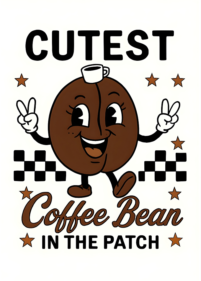 Cutest Coffee Bean Cartoon Illustration