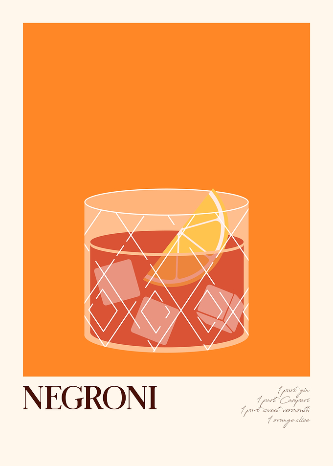Negroni Cocktail Illustration