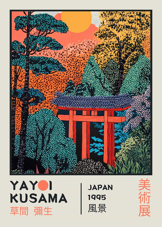 Yayoi Kusama Landscape Retro Exhibition Poster