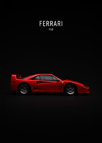 Ferrari F40 Red Car Poster