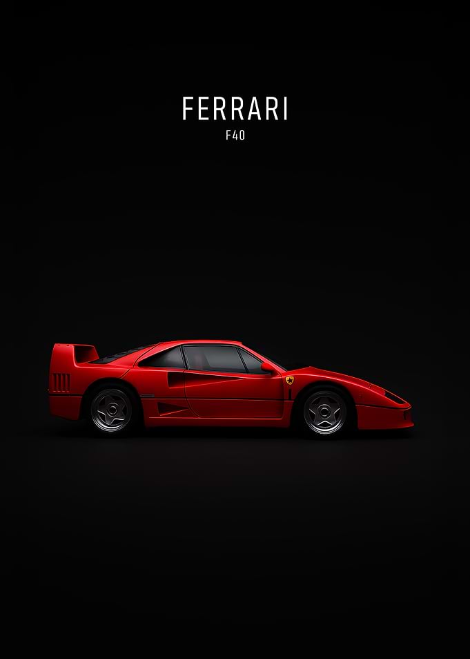 Ferrari F40 Red Car Poster