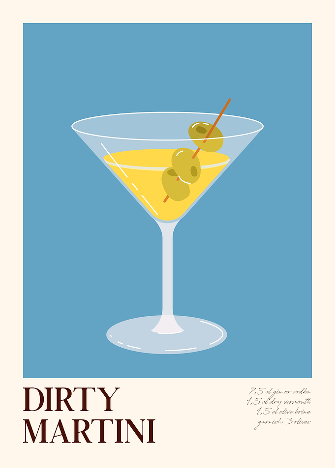 Dirty Martini Cocktail Illustration