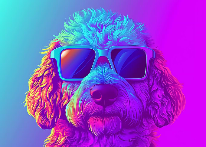 Cool labradoodle with Sunglasses