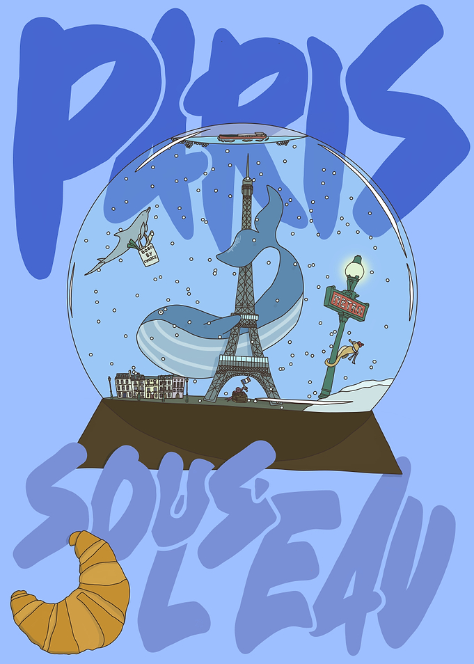 Paris Snow Globe with Whale