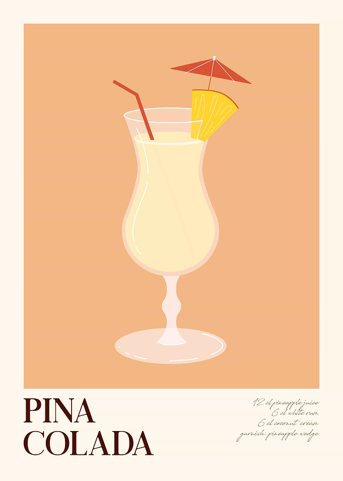 Pina Colada Cocktail Illustration