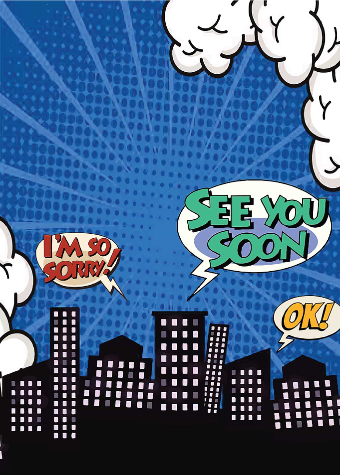 Comic Book Style Cityscape with Bubbles