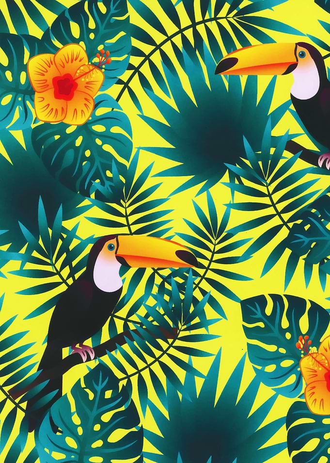 Summer Greenery Tropical Toucan Jungle Foliage