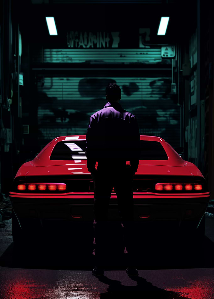 Red Car in Dark Alley