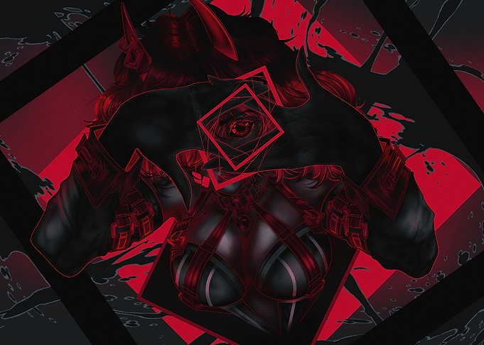 Dark Red and Black Abstract Portrait