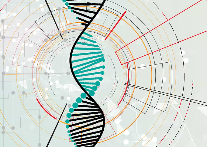 DNA Helix with Abstract Technology Background