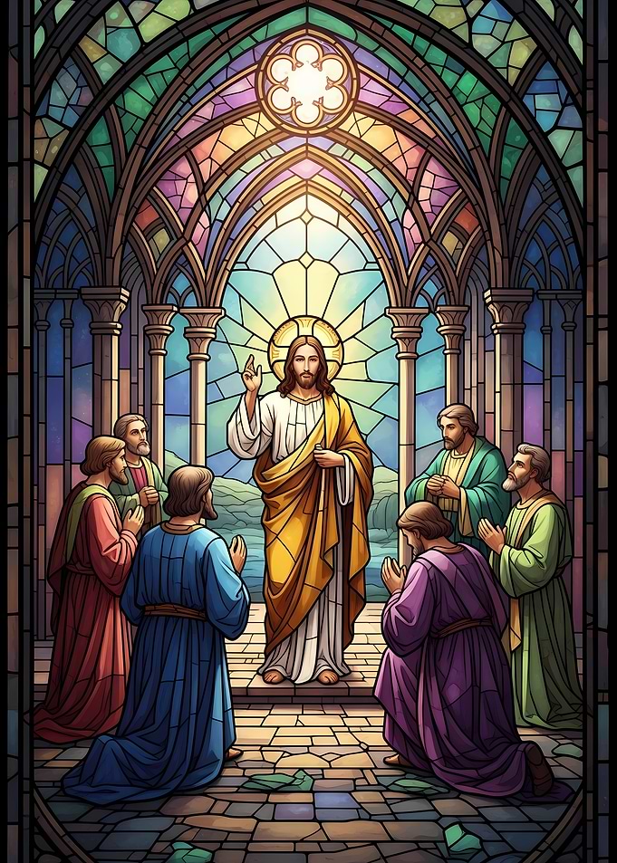 Jesus and Apostles Stained Glass Art