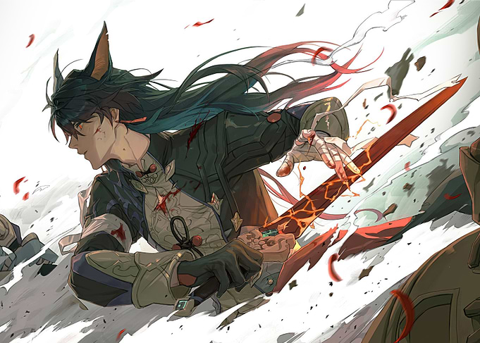 Anime Warrior with Fiery Sword