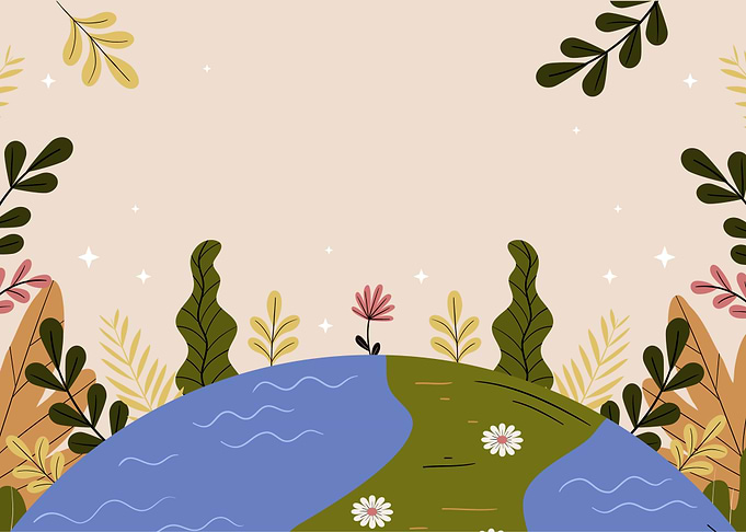 Cartoon Earth with Floral Border