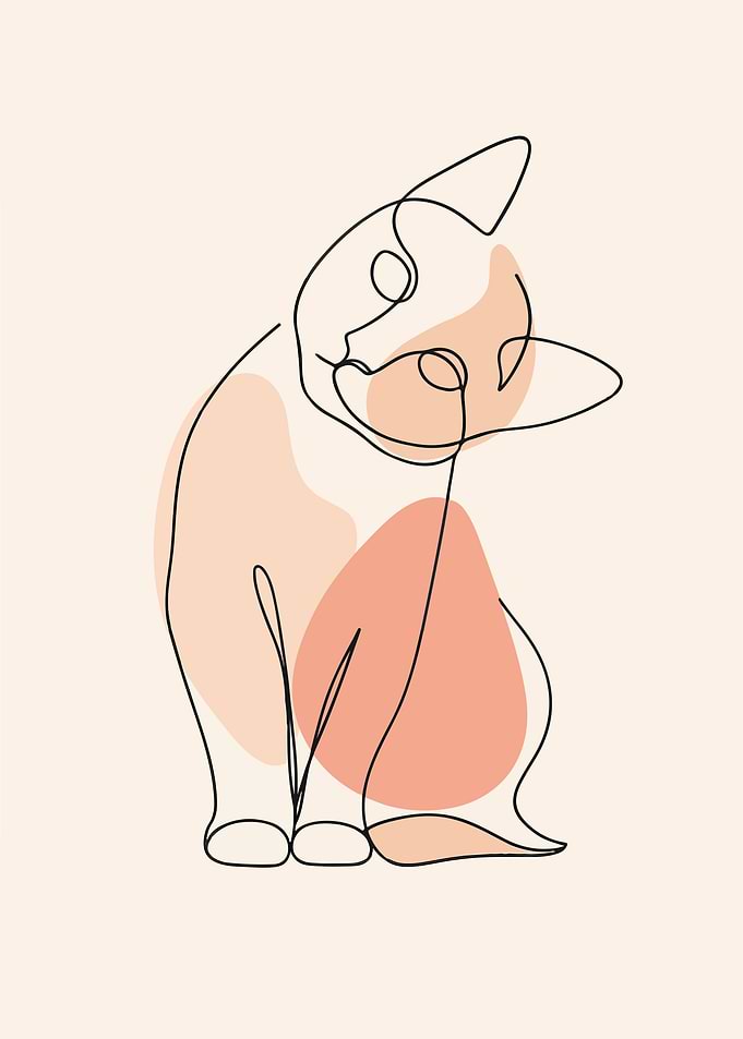 Minimalist Cat Line Art