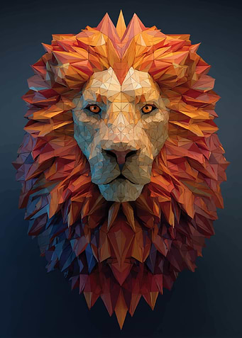 Geometric Lion Head Art