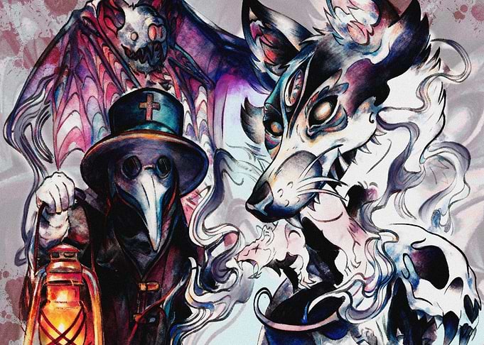 Plague Doctor and Spectral Wolf