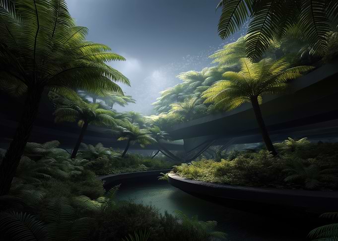 Lush Tropical Landscape with Waterway