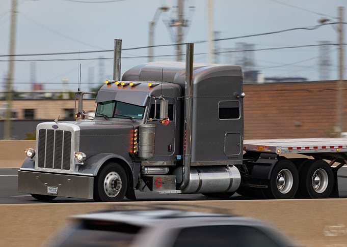 Gray Semi-Truck on Highway