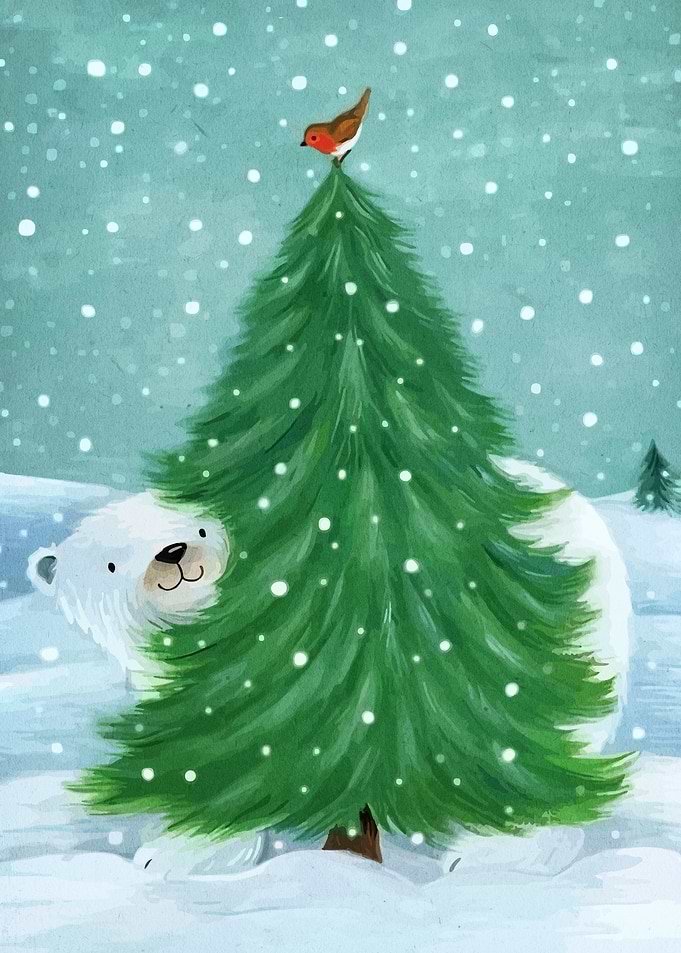 Polar Bear and Christmas Tree